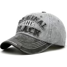 Nuvvo Perlotus Gri Siyah Erkek Beyzbol Şapka Orijinal Black Nakışlı Deri Detaylı Tasarım