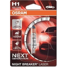 Nuvvo Ampul Night Breaker Laser H1 12V 55W%150'YE Kadar Fazla Işık 150M'YE Kadar Fazla Görüş