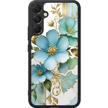 BG AKSESUAR Samsung Galaxy A34 Uyumlu Yaldizli Cicek Tasarımlı Glossy Premium Kılıf