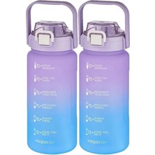 Nuvvo 2'li Ekonomik Motivasyon Matara Seti 1500 ml Büyük Boy 4 Farklı Renk Seçeneği Fiftyfifty