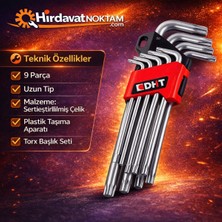 DHT 9 Parça Uzun Torx Allen Anahtar Seti Sertleştirilmiş Çelik