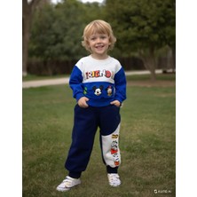 Almira Anne Bebek Erkek Çocuk 2'li Takım Sweatshirt ve Eşofman Altı Mavi 2-5 Yaş