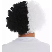 VeraGlobe Buğz Siyah Beyaz Kıvırcık Afro Bonus Peruk Taraftar Bonus Saç - Buğz