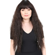 Ergün Collection Uzun Perçemli Kabarık Dalgalı Fiber Sen Peruk / Kahverengi