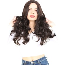 Ergün Collection Yoğun Dalgalı Fiber Sen Uzun Perçemsiz Peruk/kahverengi