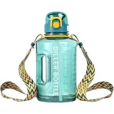 Nuvvo Diller 1700ML Mega Boy Askılı Kulplu Motivasyon Tritan Su Matarası (Yeşil)