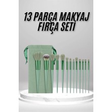 VeraGlobe Buğz Makyaj Fırça Seti Yeşil 13 Parça Fondöten Fırçası Allık Fırçası Far Fırçası - Buğz