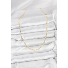 VeraGlobe Buğz cm 14K Gold Renk Lazer Ince Zincirli Kadın Kolye - Buğz