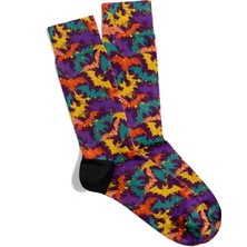 Yarasa Desenli Psychedelic Soket Çorap