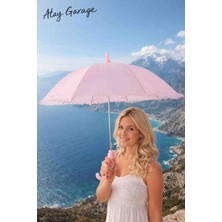 Atay Garage Şemsiye (90-75CM Ebatlarinda Pembe Büyük Boy Astarlı) Gelin Düğün Nişan Çekimleri Özel Günler
