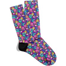 Gülen Yüz Renkli Graffiti Soket Çorap