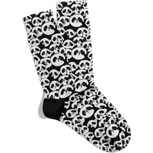 Panda Sürüsü Desenli Pamuklu Soket Çorap