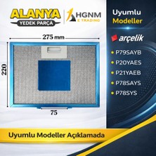 Hgnm E-Trading GF024A 27.6X21.9 cm Metal Yağ Filtresi – Beko / Elica Uyumlu (9178006563) Arçelik P79SAYB, P20YAES, P21YAEB, P78SAYS, P78SYS