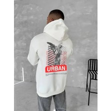 Meğdaix Oversize Üç Iplik Kapüşonlu Sweatshirt - Beyaz