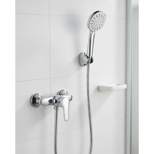 Teknodayım 4 Fonksiyonlu Krem El Duşu Seti Spiral Hortum ve Duş Askısı