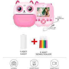 Skygo Dijital Fotoğraf Makineleri Çocuk Termal Resim Kağıt Baskılı Yazıcı Kamera Video Makinesi CMR21 Pembe