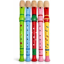 Özfırat Pvc Yapı Ahşap Renkli Flüt Büyük - 32 cm Eğitici Çocuk Müzik Aleti Enstrüman