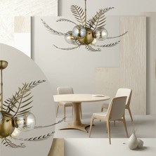 LampaLuce Alekos Modern Tasarım Yapraklı Sarkıt Avize Eskitme Sarı 70x90cm