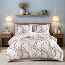 Pamuksu Markalı Dalgalı Desenli Battal Boy Nevresim Takımı | 3 Lastikli Çarşaf Seçeneği | 100% Pamuk-Kutusuz