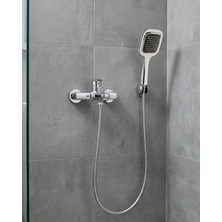 Teknodayım Siyah Duş Seti El Duşu Başlığı Spiral Hortum Dayanıklı Banyo Duş Aksesuarı