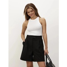 Lirona Kadın Pamuk Kaşkorse Fitilli Halter Yaka Crop Atlet - Dış Giyim