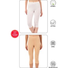 Lirona Kadın Pamuklu Likralı Diz Üstü Kısa Tayt Şort - Etek Içi Astar