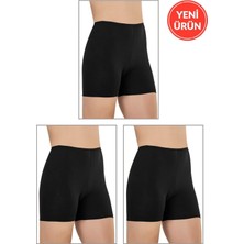 Lirona Kadın Pamuklu Likralı Diz Üstü Kısa Tayt Şort - Etek Içi Astar