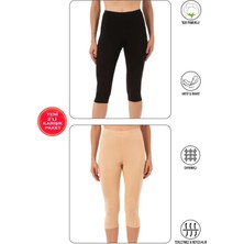 Lirona Kadın Pamuklu Likralı Diz Üstü Kısa Tayt Şort - Etek Içi Astar