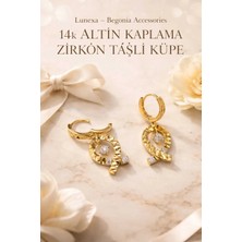 Begonia Accessories Vip Çelik Altın Kaplama Paslanmaz Kararmaz Alerji Yapmaz Zirkon Taş Minimal Figürlü Çivi Halka Küpe