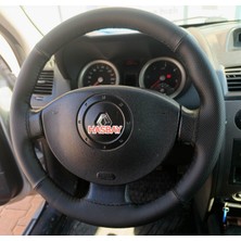 Hasbay Dikişli Direksiyon Kılıfı Siyah Deri Nokta Deri Siyah Dikişli Renk Megane 2 Için