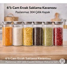 Kitchen Pembelia 6 Adet 1300 ml Vakumlu Metal Kapaklı Cam Kavanoz Bakliyatlık Erzak Saklama Kabı