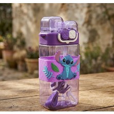 Stitch Çift Bölmeli Pipetli Matara & Suluk Okul Suluğu Askılı Okul Suluğu