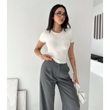 Noa Noa Kadın Kısa Kollu Modal Kumaş Crop T-Shirt