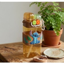 Stitch Çift Bölmeli Pipetli Matara & Suluk Okul Suluğu Askılı Okul Suluğu