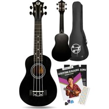Esranın Dünyası Ahşap Gövde ve Sap ile Başlangıç Seviyesi Siyah Ukulele Seti