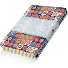 Esranın Dünyası Anadolu Motifleri ile Süslenmiş Çizgisiz Defter Seti, 4 Adet