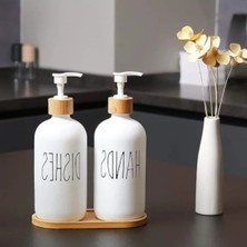 Esranın Dünyası 2'li Modern Cam Sıvı Sabunluk Seti (Doldurulabilir, Pompalı)