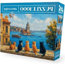 Esranın Dünyası 1000 Parça Puzzle - Kız Kulesi Temalı Kediler
