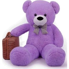 Esranın Dünyası Sevimli 80 cm Papyonlu Peluş Ayı - Lila Renkli Hediye