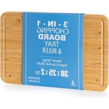 Esranın Dünyası 3'ü 1 Arada Bambu Kesme Tahtası, Doğrama, Kesim Cetveli ve Tepsi Fonksiyonu