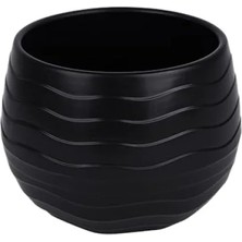 Esranın Dünyası Modern Dalgalı Tasarımlı Gri Plastik Çiçek Saksısı, 15 cm Yükseklik