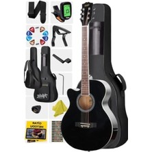 Esranın Dünyası Kesik Kasa Siyah Akustik Gitar, 4/4 Yetişkin Modeli