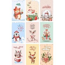 Esranın Dünyası 9'lu Yılbaşı Kartpostal Seti - Simli Yeni Yıl Figürleri