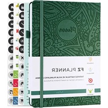 Esranın Dünyası Tarihsiz Haftalık Planlayıcı - Deri Kapak, Etnik Desen, Yeşil
