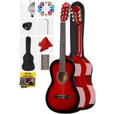 Esranın Dünyası Kırmızı Renk Klasik Gitar - 4/4 Yetişkin Boy Tam Set
