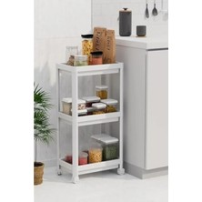 Esranın Dünyası 3 Katlı Tekerlekli Raf Ünitesi - Çok Amaçlı Mutfak ve Banyo Organizeri