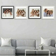 Aley Life Yapışkanlı Siyah&beyaz Sök Tak Paspartulu Klasik Kare Çerçeve Set - 4'lü Paket