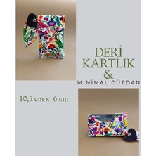 Hakiki Deri Minimal Avuçiçi Çiçekli Charmlı Kadın Cüzdan Kartlık Drc-22