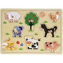 Esranın Dünyası Eğitici Tahta Puzzle - Çiftlik Hayvanları 8 Parça Set