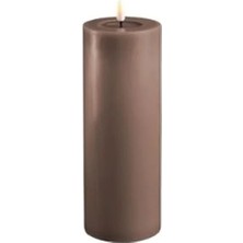 Esranın Dünyası Kahverengi Moka LED Mum - 7.5X20 Cm, Modern Dekorasyon